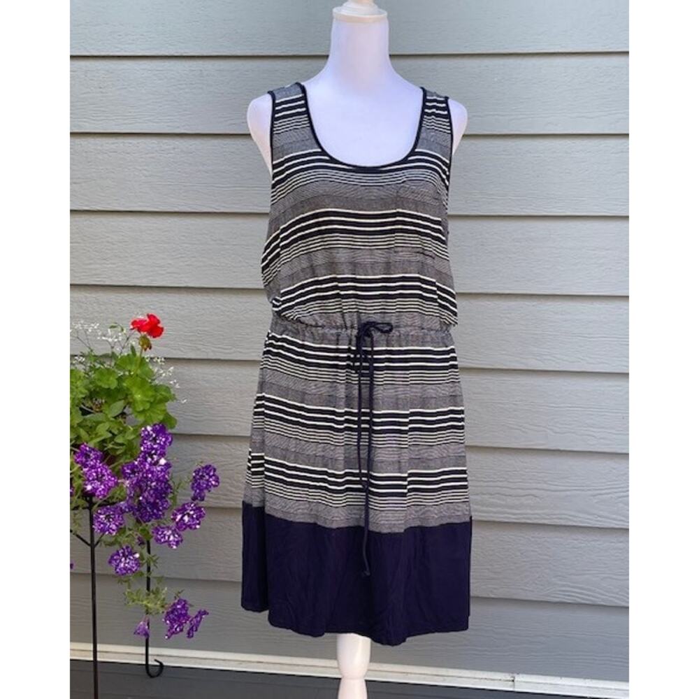 Olive & Oak‎ Sleeveless T-Shirt Dress Blue White Stripes Size Large